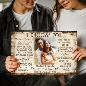 2D Flat, Personalized Custom Couple Canvas Poster - Wedding, Anniversary,Loving Gift For Couple, Couple Gift,Anniversary Gift, When I Say I Choose You Dem Canvas - Wooden Frame - Canvas Painting for Home, whimsical decor,wall art