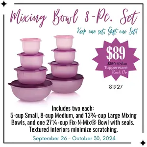 Tupperware mixing bowl 8 piece set Tableware