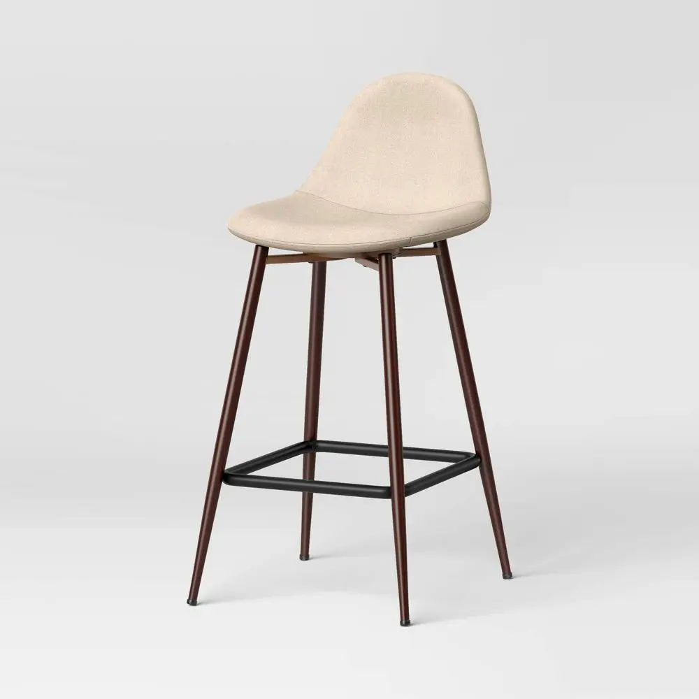 Threshold Curved Back Counter Stool Bar Round Mid-Century Metal