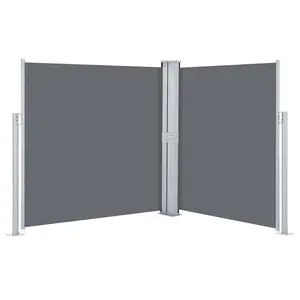 vidaXL Retractable Side Awning, Folding Privacy Screen with Double Side, Outdoor Divider Wall Patio Awning for Deck Porch, Anthracite 55.1"x236.2 48456
