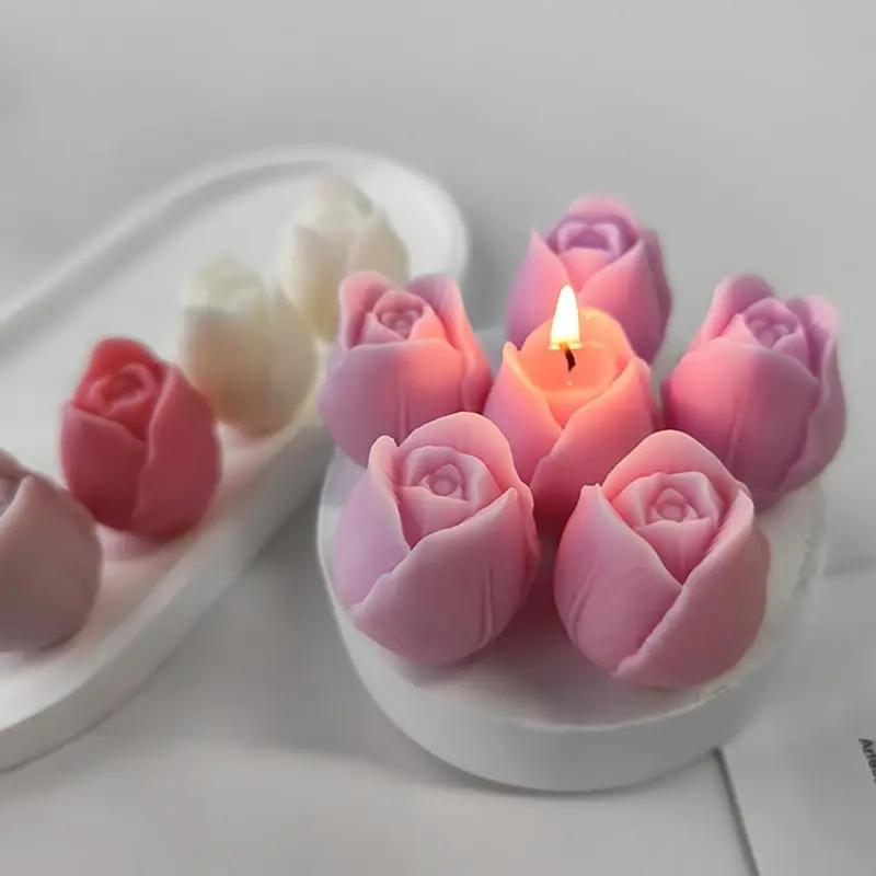 3 silicone tulip shaped molds for home decoration, irregular flower design, durable molds, suitable for candles and crafts, the best gift for friends, family, and loved ones, Handmade Gifts, Molding