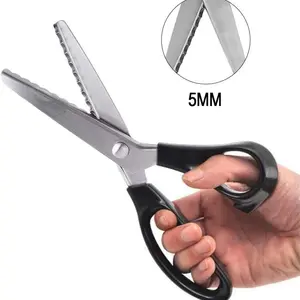 Professional Stainless Steel Scissors with Jagged Edge, Ergonomic Handle, Durable Metal Structure, Sewing & Craft Tools
