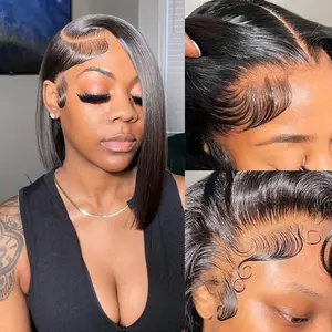 Straight 13x4 HD Lace Front Bob Wigs Human Hair Body Wave Short Bob Wigs for Black Women Pre Plucked with Baby Hair #FallFreshness