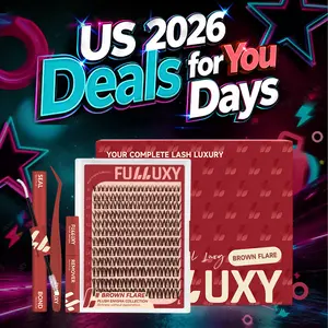 Brown Flare | Fulluxy One-of-a-kind true brown cluster lashes blends seamlessly with lighter hair colors & daily no-makeup looks | Lashes with Ultra-Dense, Waterproof, Long-Lasting Lashes | Flora Flaunt Aurora Same Style | Beginner-Friendly DIY Lashes