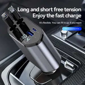 Car Charger Super Fast Charging, Extensible One-Pull-Three King Energy Flash Charger Cigarette Lighter Charging Adapter