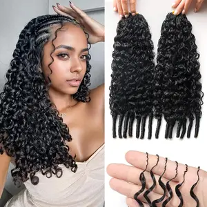 Bling Hair  14-22inch Burmese Curly Crochet Hair Human Hair Bundles Pre-Separated Feather Crochet Human Hair Extensions Reusable Miracle Knots Crochet Human Hair For Black Women