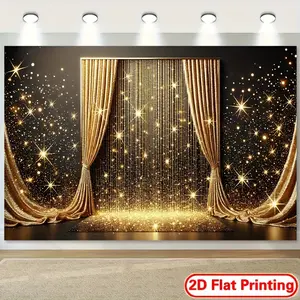 Golden Shimmer Curtain Backdrop Luxury Party Backdrop Sparkle Light Background Cloth Glam Tapestry Wall Hanging Photography Background Polyester Fiber Classroom Office Studio Party Event Decor Prop Wall Art