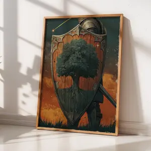 A Knight of the Seven Kingdoms Poster Knight Shield Tree Art Fantasy Medieval Wall Decor George R. R. Martin Inspired Print ( Unframed - Print Only )