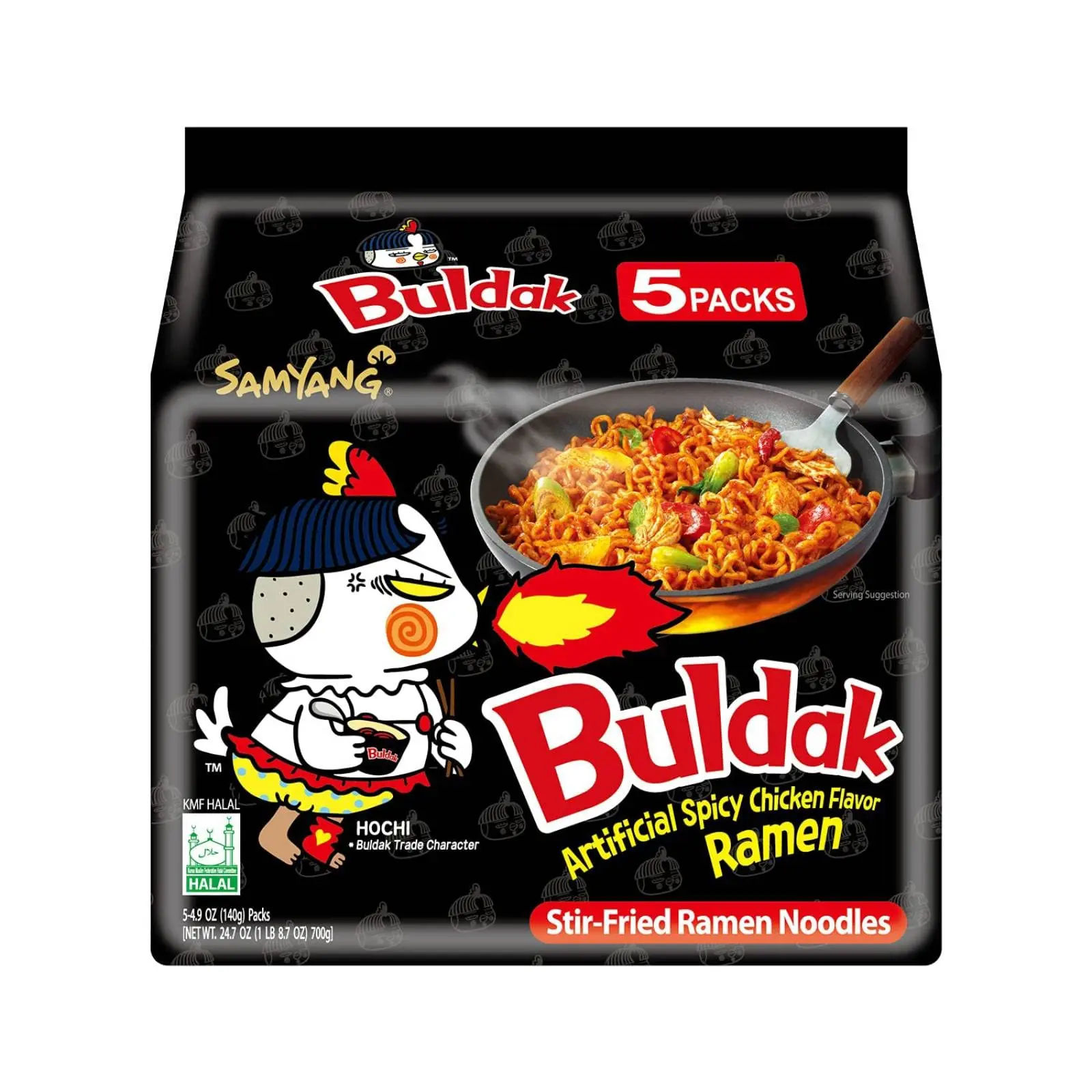 Samyang Buldak Hot Chicken Original Korean Stir-Fried Instant Noodles - 1 Bag with 5 Packs, Food & Beverages Pantry Item