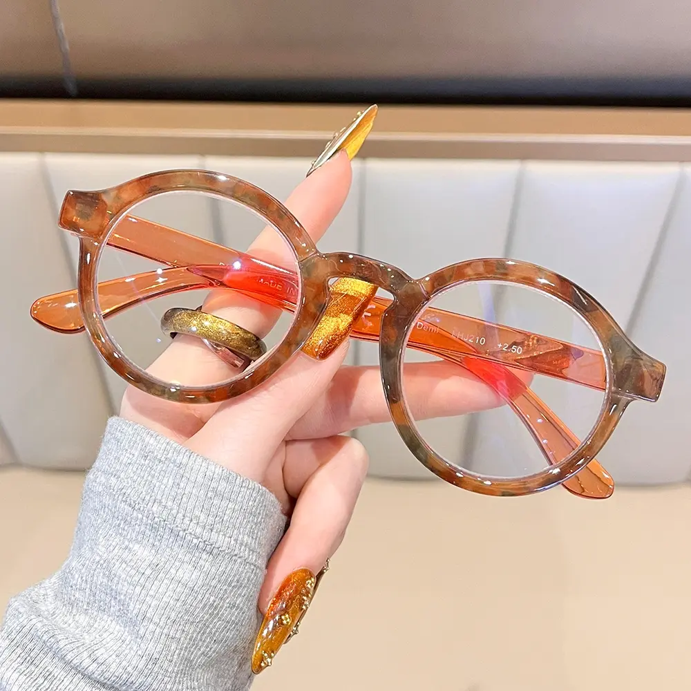 Fashion Trendy Round Anti-Blue Light Reading Glasses, Stylish Unisex Eyewear for Daily Use & Book Reading, Comfortable Vision Protection