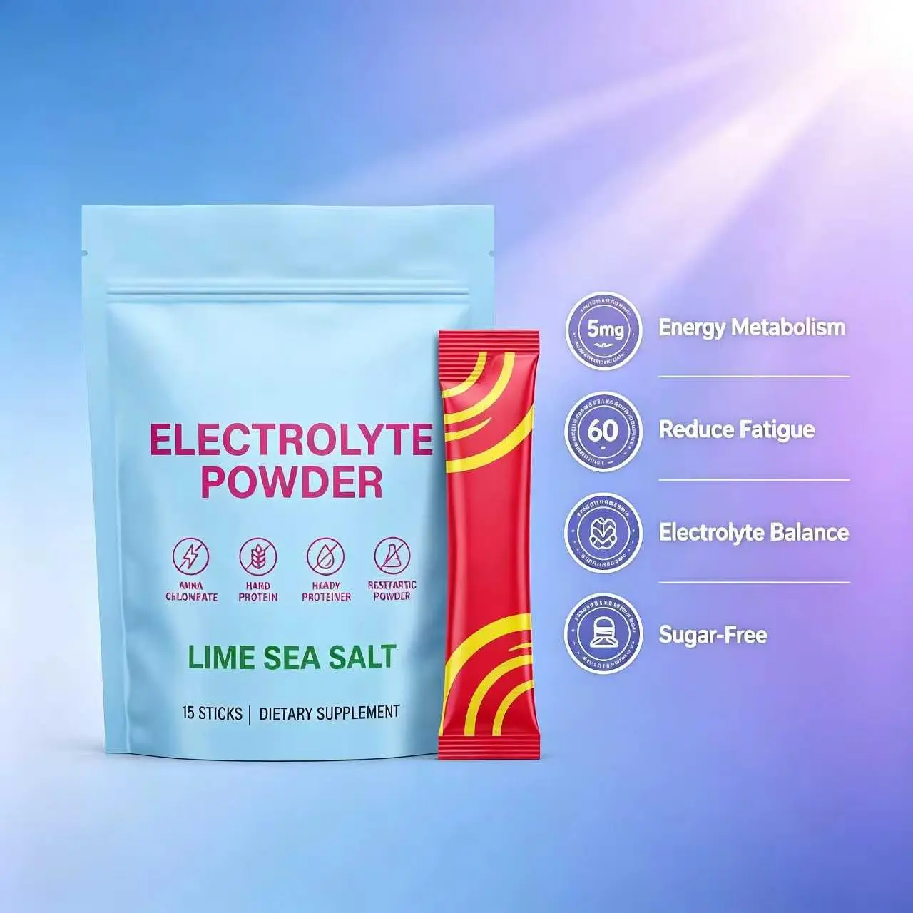 Electrolyte Powder with Multivitamins, Support Daily Hydration & Body Wellness, 15 Sticks Dietary Supplement, boost immunity vitality, heighten er