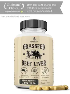 Ancestral Supplements Grass-Fed Beef Liver Capsules – Nutrient-Dense, Freeze-Dried, 180 Count
