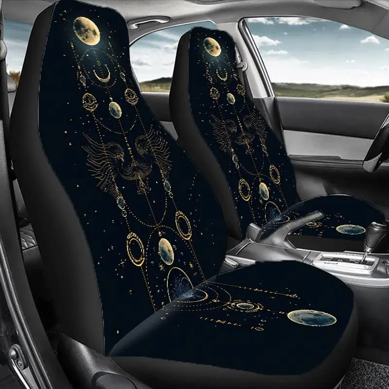Mystical Celestial Moon Phase Pattern Car Seat Cover, Durable Polyester Car Seat Protector, Universal Car Interior Accessories for Cars, SUVs, Sedans, Car Seats Covers, Automotive Seat Covers