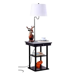 Brightech Madison Side Table with Lamp Combo, Desk Lamp with Wireless Charging Pad and USB Port