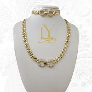 LaYaiBoutique #1462 Necklace and Bracelet 14k Gold Plated High Quality
