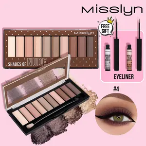 Misslyn-Buy 1 Get 2 Free Eyeshadow Palette, Matte & Shimmer Shades, Long Lasting, Easy to Blend, Natural Finish, Includes Brush