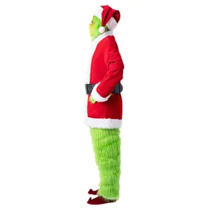 Halloween Green Furry Monster Grinch cosplay Santa Claus furry pants costume