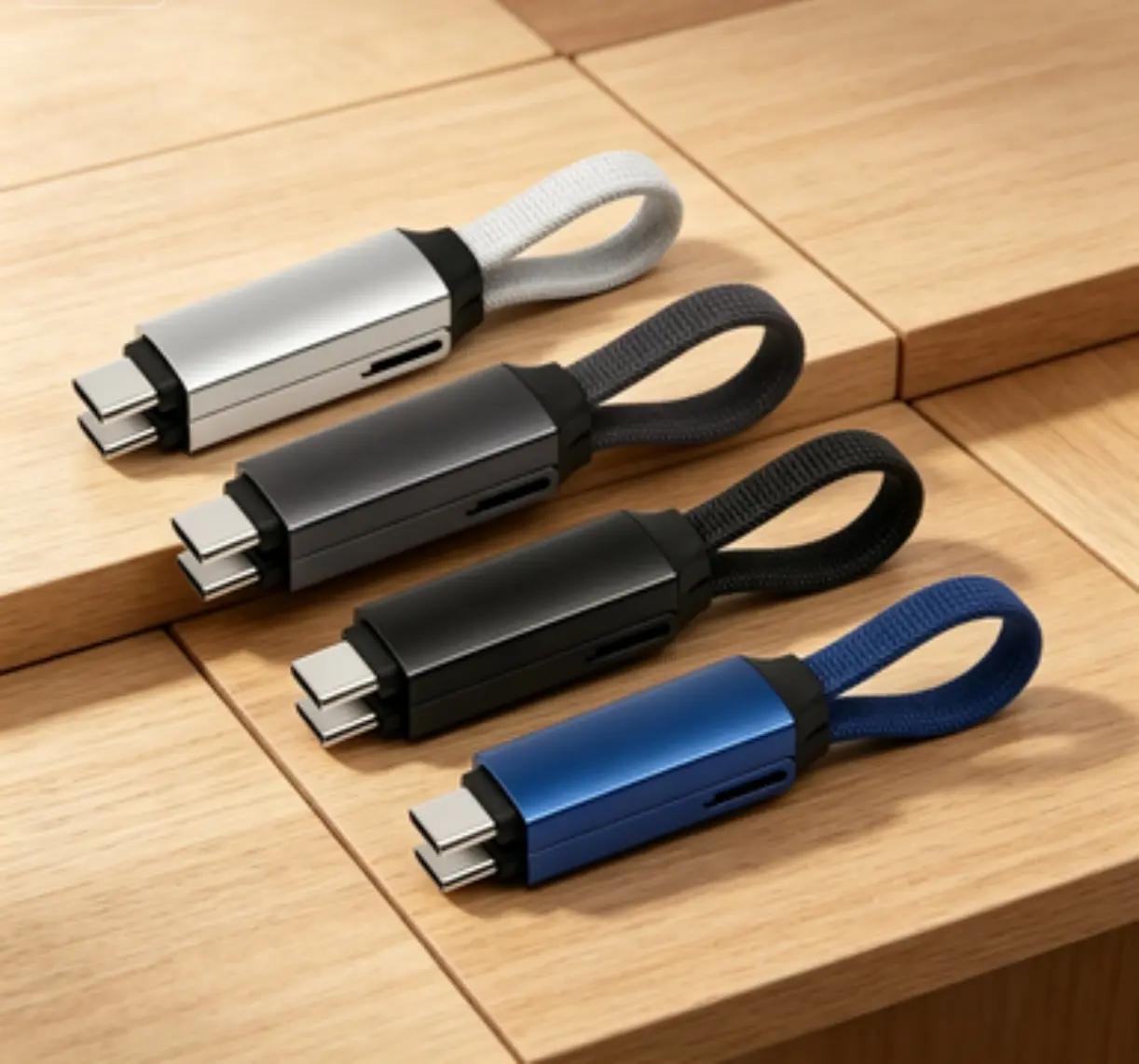 2-in-1 USB Keychain Multi-Function Cable - 60W Fast Charge Magnetic OTG Cord, Compact Form Portable Design Unisex Fashion Accessory for Laptops, Phones