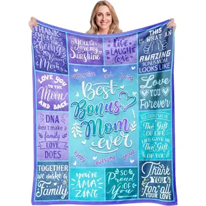 Bonus Mom Gifts, Best Bonus Mom Ever Gifts, Bonus Mom Gifts from Daughter Son, Bonus Mom Birthday Gifts, Birthday Gifts for Stepmom, Bonus Mom Gifts for Christmas, Step Mom Gifts Throw Blanket