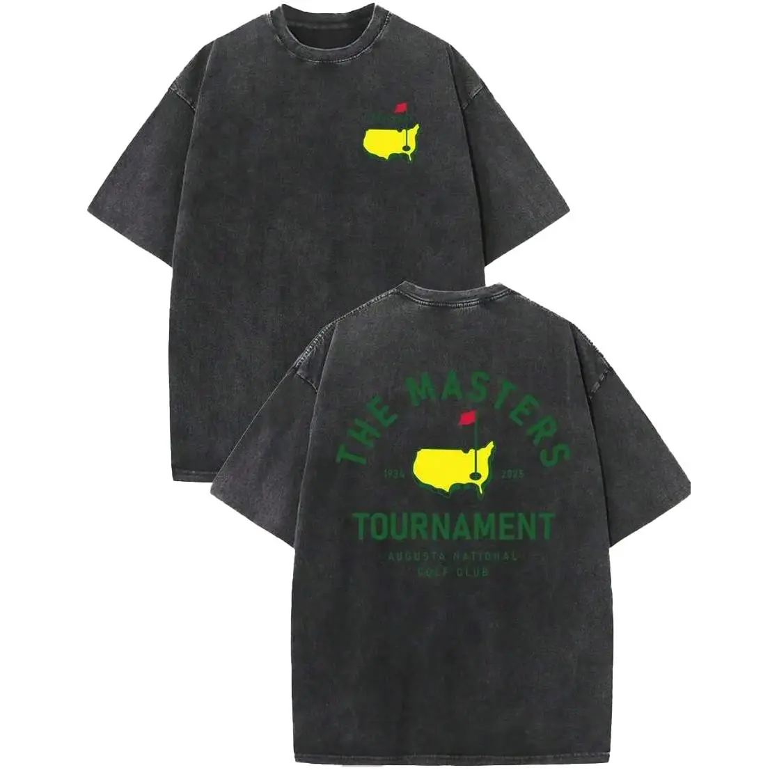 "THE MASTERS" Golf Pattern Washed T- for Men And Women, Wash Cotton High-Quality Cotton Printed T-, Men's Summer Clothing, Comfortable T-, Suitable For Street Retro And Outdoor Sports And Leisure, Y2K Style Outfit, Ball Sports T- ti empathy shirt Puerto s