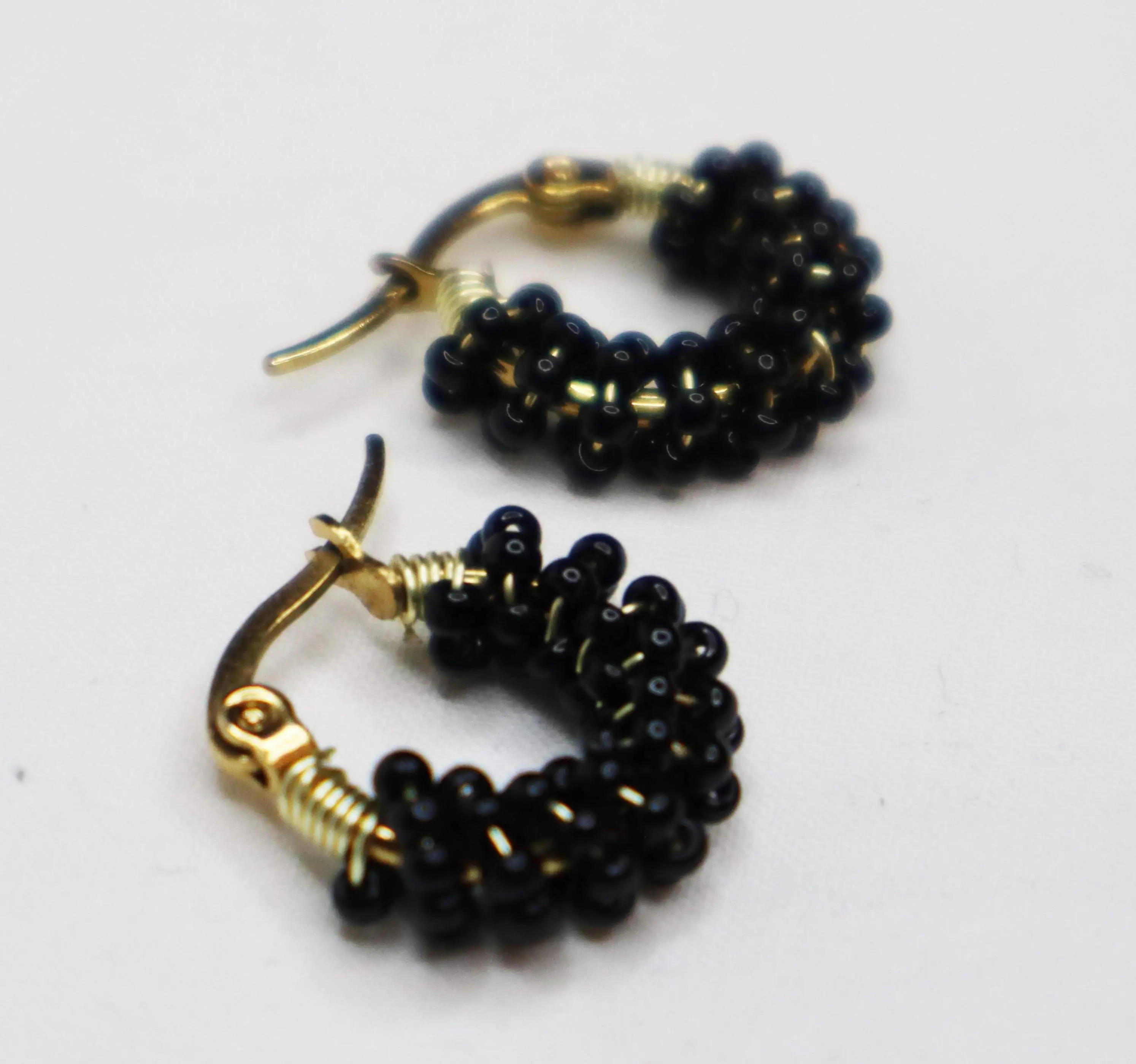 Black Beaded Earrings