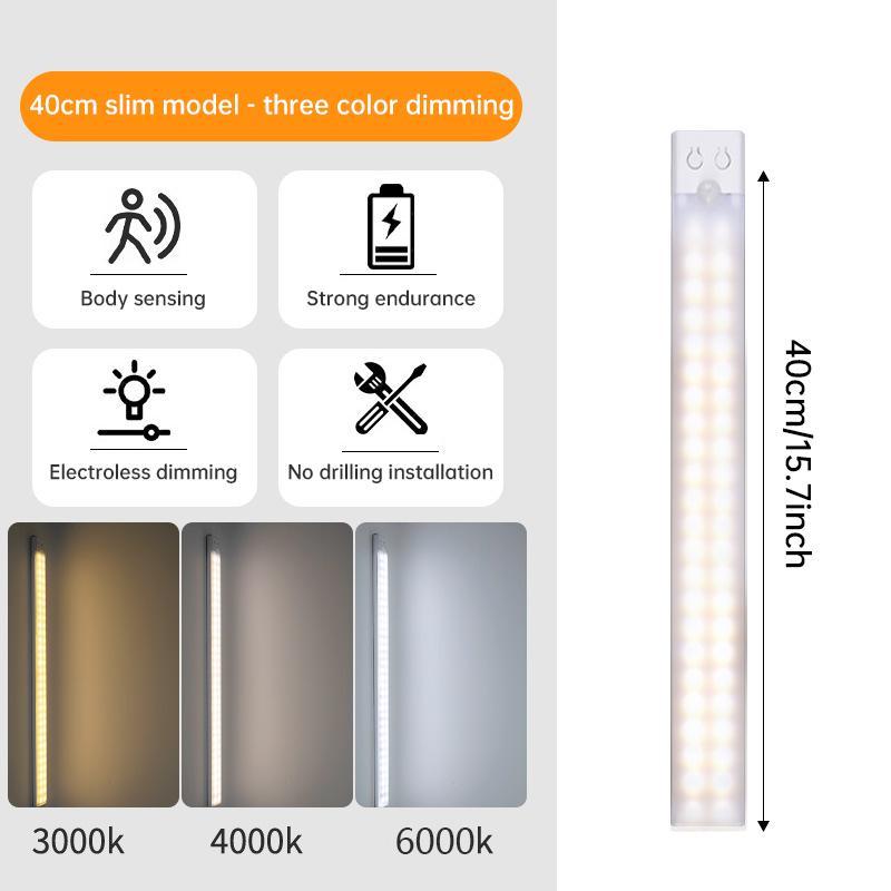 4 Pack Motion Sensor Under Cabinet LED Lights, USB Rechargeable Battery Powered Wireless Magnetic LED Strip Lights, Stick-On Night Light for Kitchen Counter Closet Wardrobe Cupboard Stair, Auto Shut-Off, Eye-Care Soft Gradual Brightness