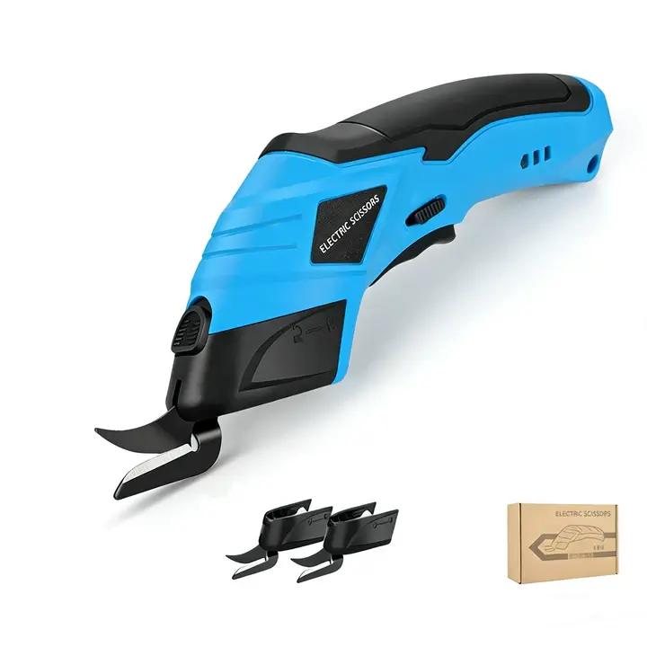 Cordless Electric Scissors with 2 Blades - Rechargeable Compact Cardboard Cutter, Easy Blade Replacement, Safety Function, Suitable for Sewing Projects, Thin Fabrics, Carpet & Leather, Batteries Included Precision Tool (Sports & Outdoor Accessories)