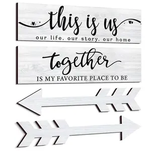 Wooden Arrow Wall Decoration, 1 Set Letter Pattern Wall Hanging Sign, Home Wall Decoration, Farmhouse Living Room Decor, Rustic Design, Festive & Party Supplies