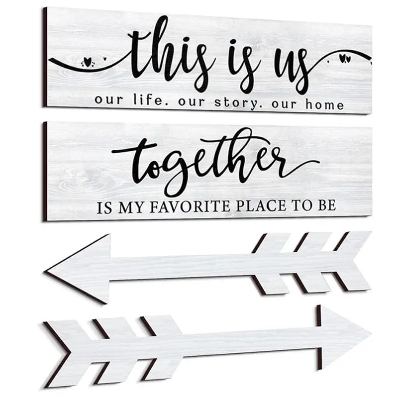 Wooden Arrow Wall Decoration, 1 Set Letter Pattern Wall Hanging Sign, Home Wall Decoration, Farmhouse Living Room Decor, Rustic Design, Festive & Party Supplies