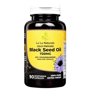 Black Seed Oil Capsules 720mg With 20% Thymoquinone - 52mg per Capsule, Cold Pressed, Extra Virgin! Vegetarian Capsule HPMC