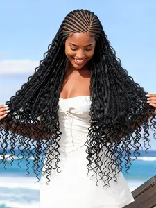 High-Quality Braided Wig, New HD Full Lace Braid Headband Wig, Bohemian Weave Fashion Style with Curly Tail, No-Knot Goddess Braid Wig