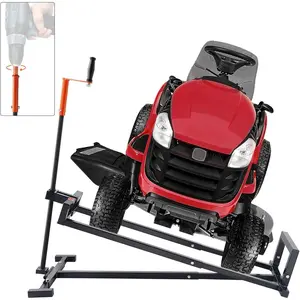 Father's Day Gift VEVOR Ride on Lawn Mower Lift Jack, 880 Lbs Weight Capacity, Telescopic Maintenance Jack with Crank Handle & Power Tool Handle, Foldable Lawn Tractor Lifter for Lawn Mowers and Garden Tractors, Black