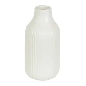 BH&G 8.5" Ribbed Cream Ceramic Vase for Indoor Decor - Floral Flower Gift Ornaments