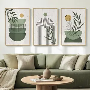 Sage Green Boho Wall Art  3-Piece Framed Canvas Set 20x30 Each