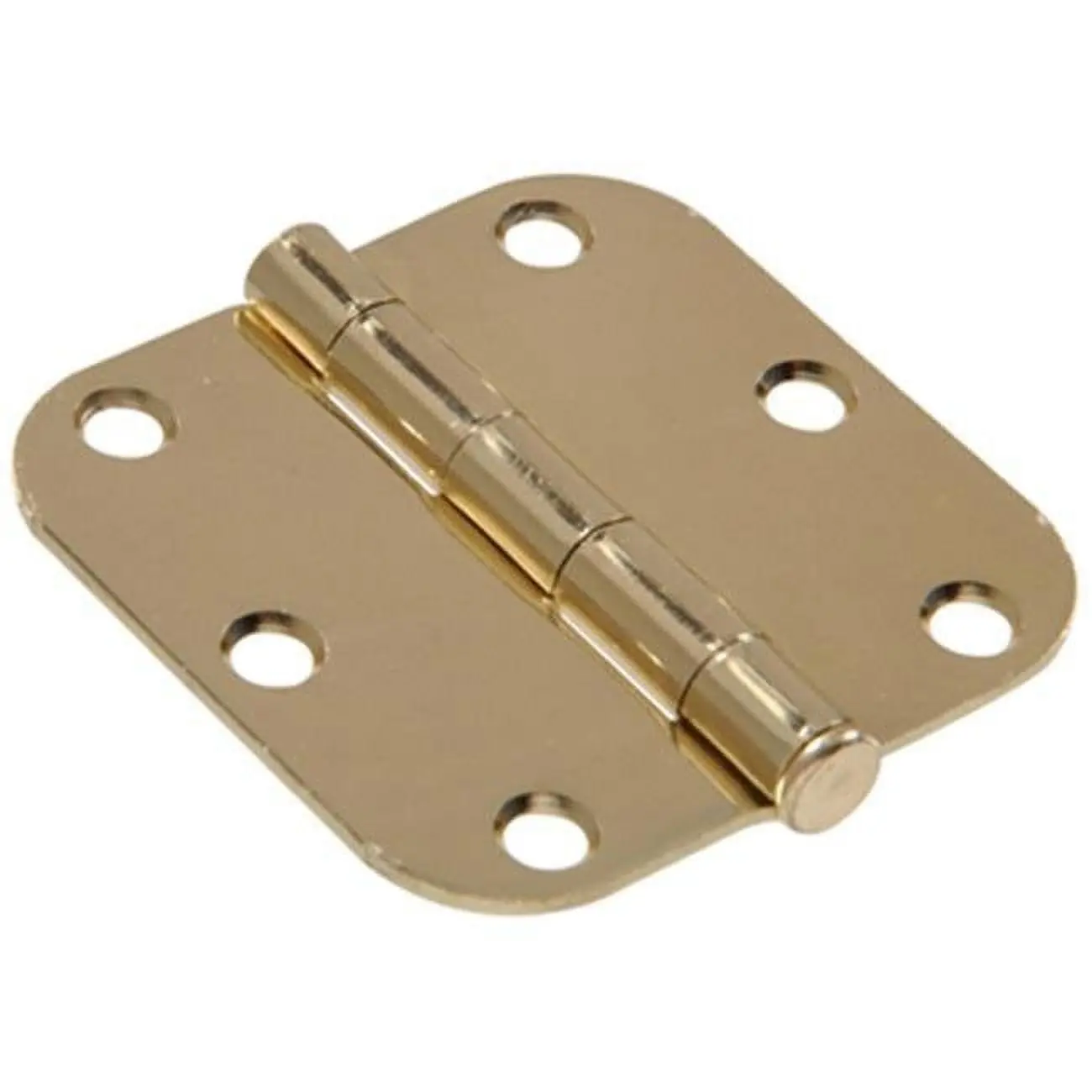 Brass Plated Full Mortise Door Hinges for Home, 4 in. Residential Hinges with 0.62 in. Round Corners and Removable Pin