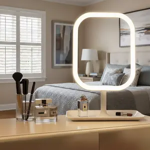 Lighted Makeup Mirror with 3 Color Lighting Rechargeable Portable Travel Vanity Mirror Touch Control Foldable LED Mirror for Makeup Dorm Room & Travel Essentials