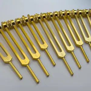 9pc Secret Solfeggio Tuning Fork Set - Designed Specifically for Use with Boot Attachments - Cranial Stimulation, Bone-tuning, Meridian Lines - Sound Healing and Biofield Harmonization – Gold
