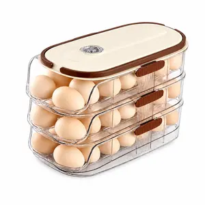 Stackable Egg Holder for Refrigerator – 3-Tier Egg Storage Container with Lid, Space-Saving Kitchen Organizer, Clear Fridge Egg Tray Holder for Countertop & Pantry Storage