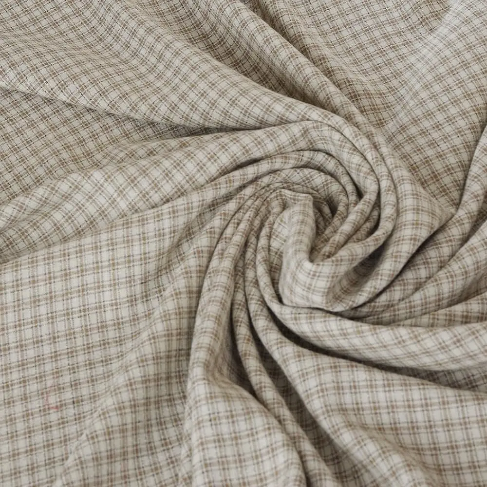 Italian Made 100% Viscose Fashion Plaid Fabric, Sold by Yard, Woven Plaid Cloth, 59 Inches Wide, Ideal for Clothing, Sewing, Crafts, Fashionable Plaid Pattern