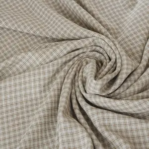 Italian Made 100% Viscose Fashion Plaid Fabric, Sold by Yard, Woven Plaid Cloth, 59 Inches Wide, Ideal for Clothing, Sewing, Crafts, Fashionable Plaid Pattern