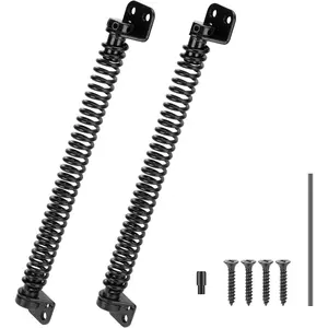 12" Gate Spring Self Closing Outdoor Door Spring Automatic Gate Closure Hardware with Adjustable Tool for Wooden Vinyl Fence, 2Pack, Black Finish