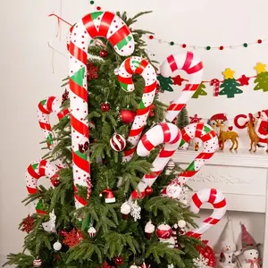 6-Piece Inflatable Candy Cane Balloons Set, Heart & Striped Decorations, Perfect for Christmas, New Year, Birthdays, Valentine's Day