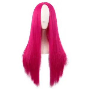 28 Inch/70 cm Women Special Long Straight Synthetic Wig (Hot Pink)