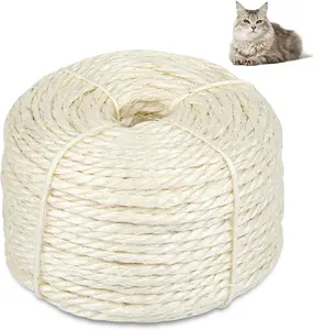 164 Feet Sisal Rope for Cat Scratching Post, Natural Cat Tree Rope, 4 Mm DIY Hem