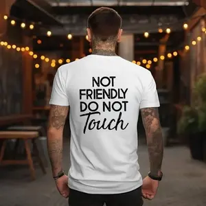 Not Friendly Do Not Touch Bold Print, Men'S Casual Streetwear Hoodies, Comfy And Loose Hooded Pullover Top, Casual Streetwear, Fall Outfits Straight Fabrics