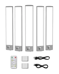 【Summervibes】VEVOR Smart Motion Sensor Lights 5 PCS 68 LED Battery Operated Under Cabinet Lighting with USB Charging & Dimmable Color Temperature for Closets & Kitchens