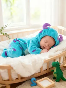 Autumn Winter Baby Monster Onesie, Zipper Outdoor Carrier, Baby Warm Crawling Suit, Cozy Infant Clothing for Cold Weather