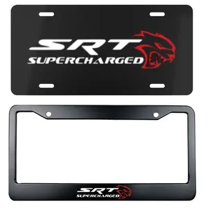 Hellcat SRT Supercharged License Plate & Matching Frame Set, Truck Car Tags, Gifts for Him, 12" x 6" Aluminum Vanity Plate, Made in USA