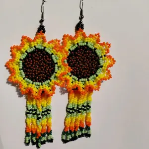 sunflower  beaded earrings