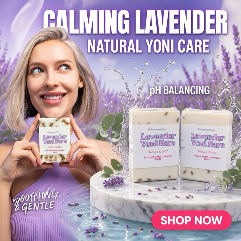 Feminine pH-Balancing Yoni Bar (4 oz, Single Item) - Intimate Hygiene Cleanser with Lavender Buds, Boric Acid, Herbal Blend, Body Care Soap Base for Daily Use